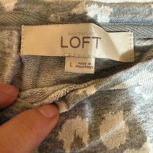 LOFT Gray and Cream Floral Top